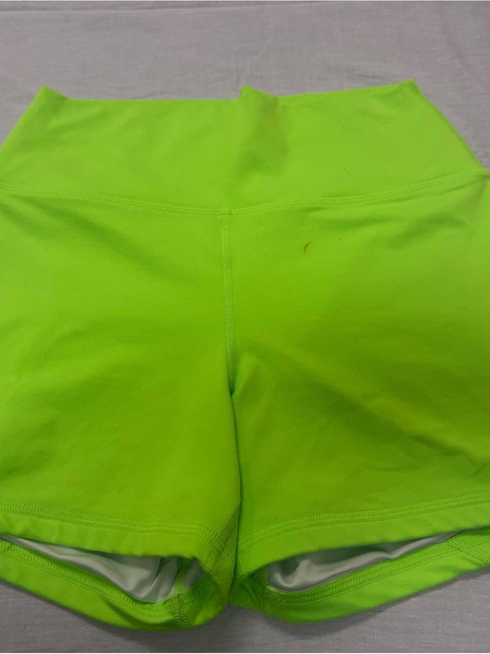 Fleo Neon Green High-Waist Women's Athletic Shorts